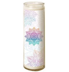 Bougie en verre – Mandala pastel