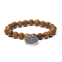 Mala bracelet Bois Wengé et Fleur de Vie