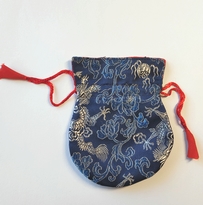 Pochette pendule en brocart bleu marine