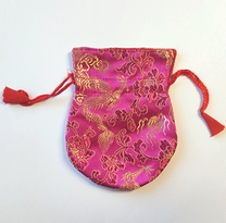 Pochette pendule en brocart rose fushia