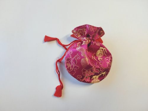 Pochette pendule en brocart rose fushia – Image 3