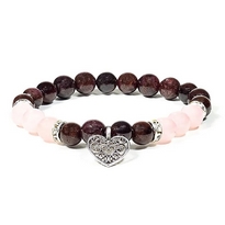 Bracelet Grenat et Quartz Rose